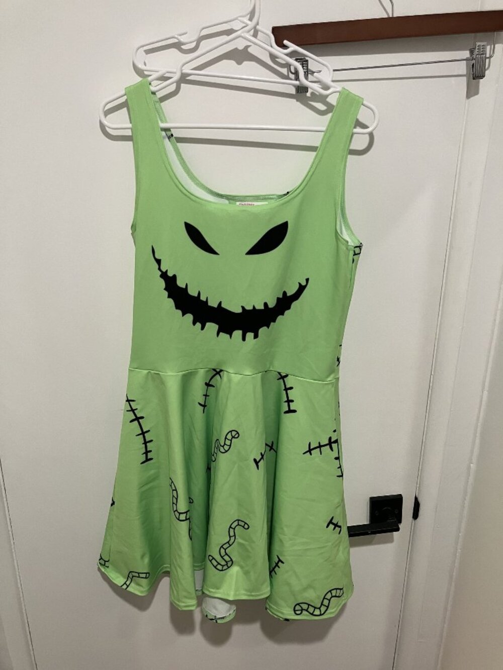 Nightmare Before Christmas Oogie Boogie Neon Green Skater Dress Large
